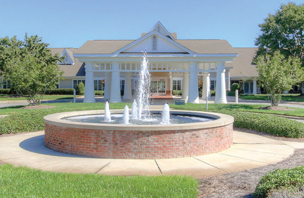 outdoor fountain at taylor glen